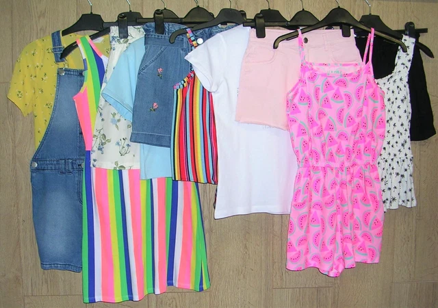 NEXT H&M PRIMARK etc Girls Summer Bundle Tops Shorts Dungarees Age 10-11 146cm