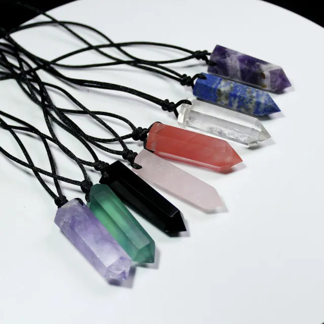 Healing Quartz Natural Crystal Pendant Tower Point Wand Chakra Necklace For Gift