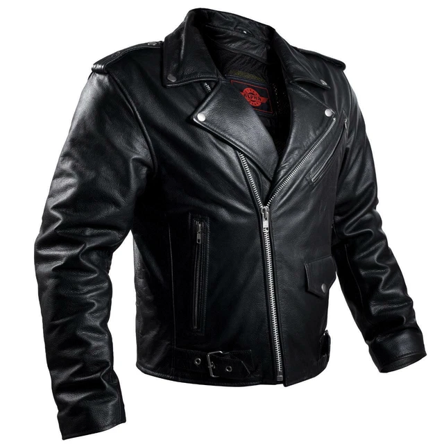 Leather Armor Biker Motorcycle Jacket Men Brando Cafe Racer Dual Sports Riding