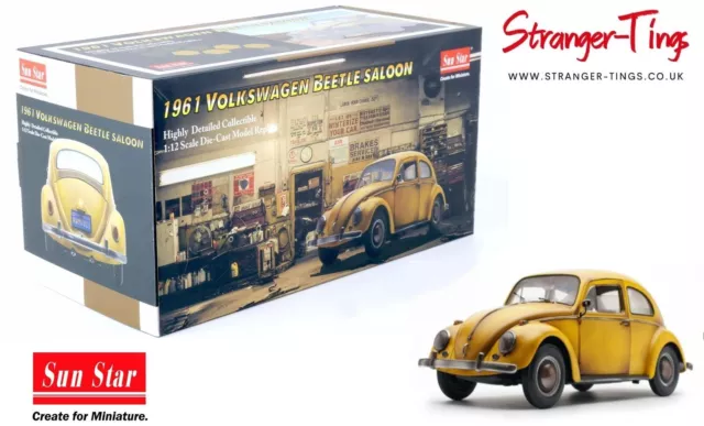 SunStar VW Beetle Salon Yellow Weathered 1961 1/12 H5219