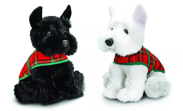 Keel Toys 25cm Scotland Scottie Westie Dog With Tartan Coat