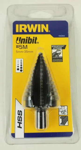 IRWIN UNIBIT METRIC STEP DRILL 10502854 5mm to 35mm USA Made!