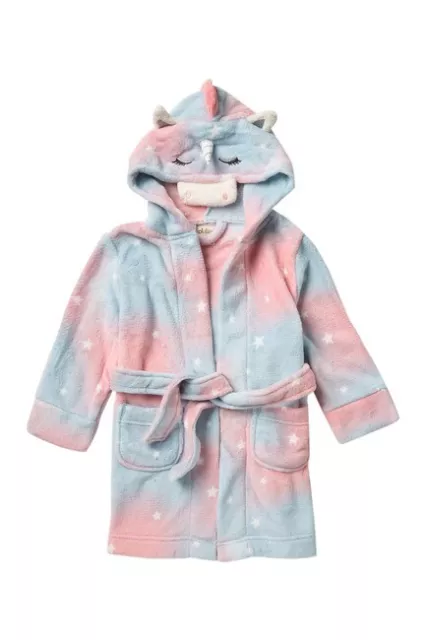 PL sleep Petit Lem Little Girl's Unicorn Hooded Plush Robe size 10 3