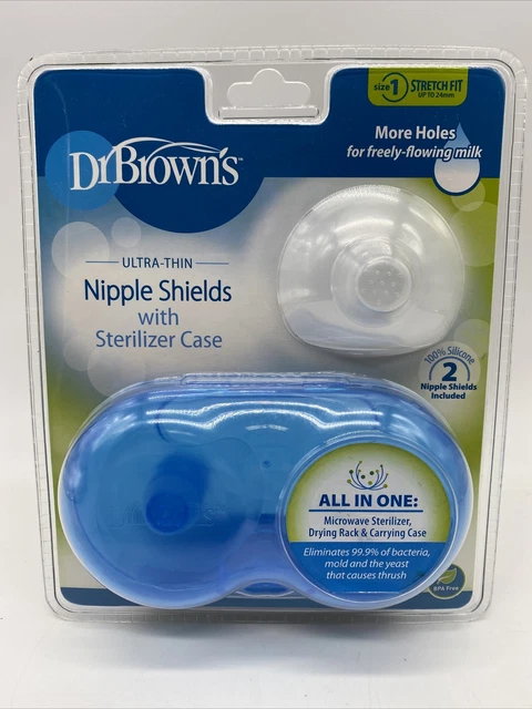 Dr. Brown's Ultra-Thin Nipple Shields with Sterilizer Case Size 1 BRAND NEW