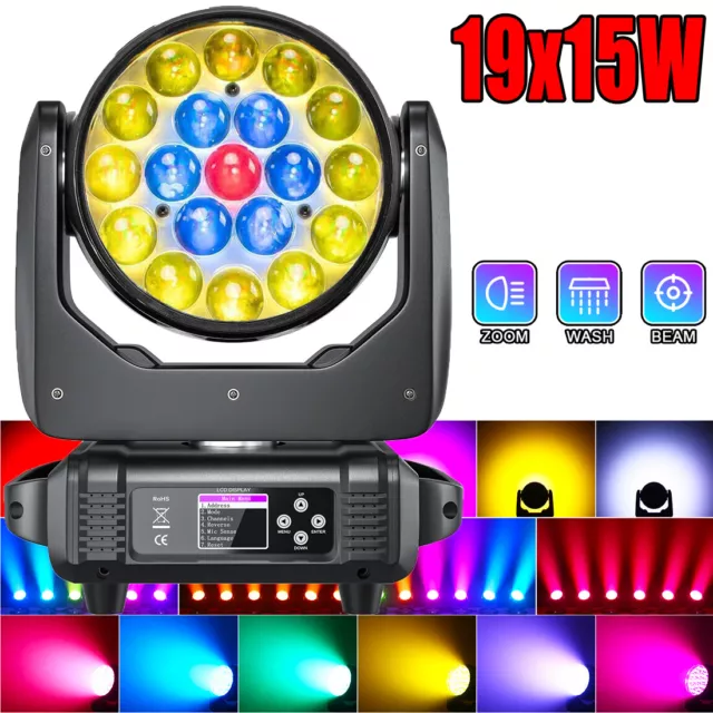 19x15W RGBW Wash Zoom Beam Moving Head Scheinwerfer LED Bühnenlicht DMX DJ Party