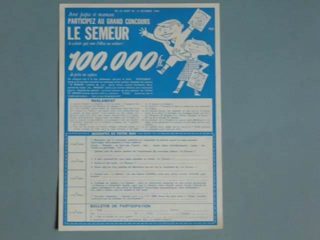 FLYER  Concours LE SEMEUR du TINTIN N°35 du 20/08/1956  - TTBE