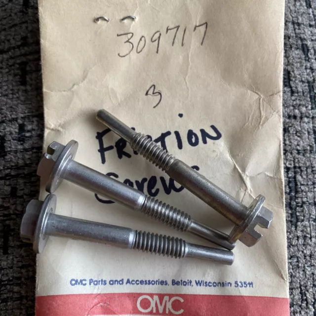 NOS OEM OMC Johnson Evinrude Steering Friction Screws 309717 (Lot of 3)