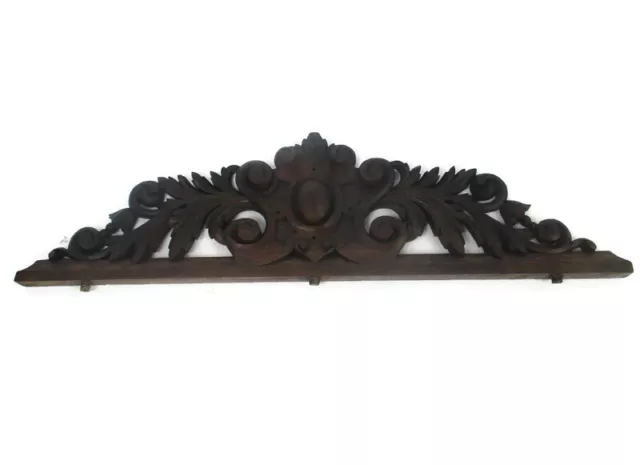 Carved Wood Oak Pediment Over door Architectural Antique 19thC Medallion WOW