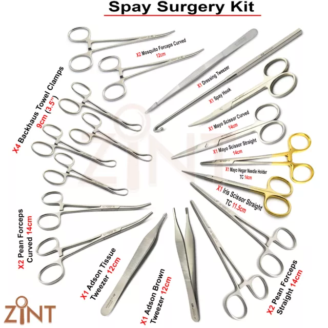 Veterinary Spay Surgery Kit Ovaries Removal Forceps Surgical Scissor Instruments