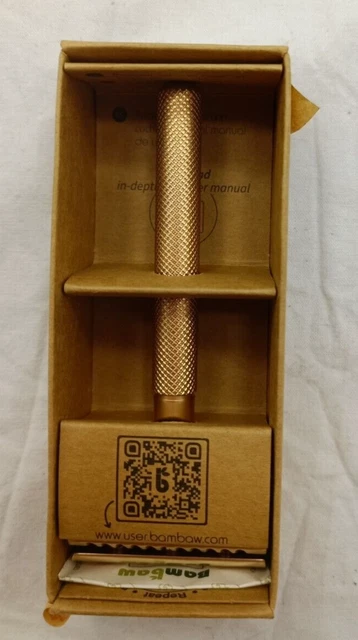 Afeitadora húmeda Bambo Safety Razor oro rosa 1 hoja de afeitar NUEVA EMBALAJE ORIGINAL abierta