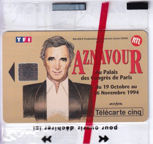 Telecarte / Phonecard France 5U Privee .. Gn83 Aznavour Concert Nsb/Neuve C.15€