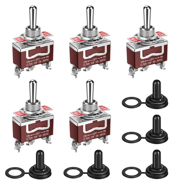 Waterproof Momentary Toggle Switch (ON)-Off-(ON) 15A 12V DC/250V AC-DC