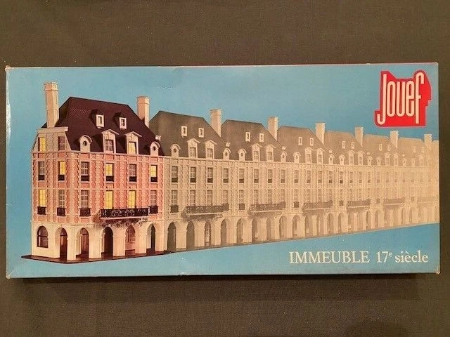 Maquette train HO Jouef, immeuble d'angle toit gris zinc, ref