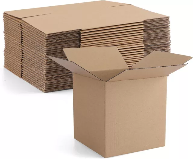 Eupako 4x4x4" Cardboard Box Mailers 25 Pack Brown Cube Corrugated Small Shipping