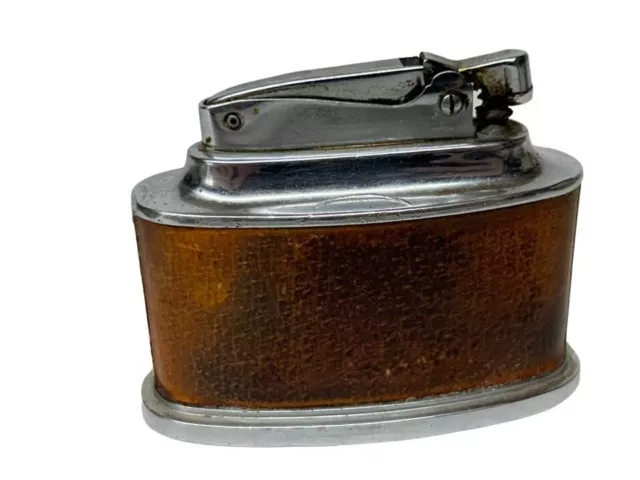 Vintage Ronson Senator Lighter - Brown Leather Table Lighter