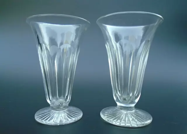 Pair of Antique 19th Century Georgian Slice Cut Jelly / Syllabub Glasses (#13)