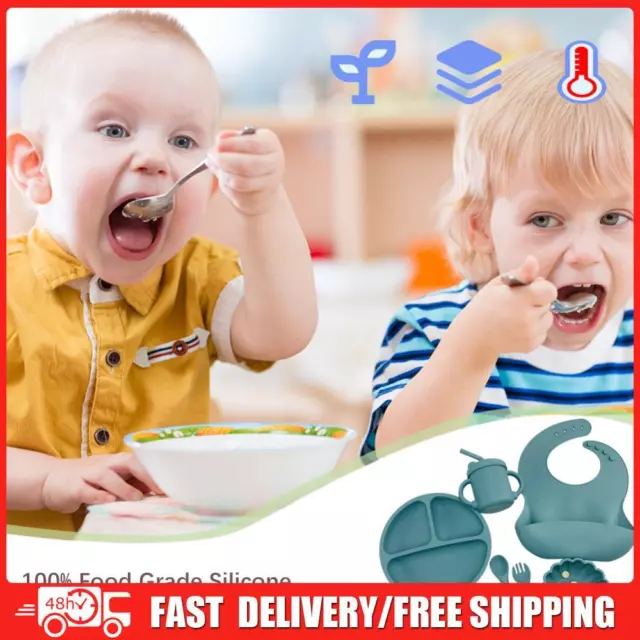 6pcs/set Baby Feeding Dish with Suction Cup Baby Feeding Set Children Dinnerware