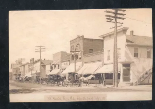 Real Photo Perry Michigan Downtown Street Scene Stores Postcard Copy