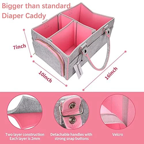 Baby Diaper Caddy Organizer for Girl Boy Large Nursery Storage Bin Basket 3
