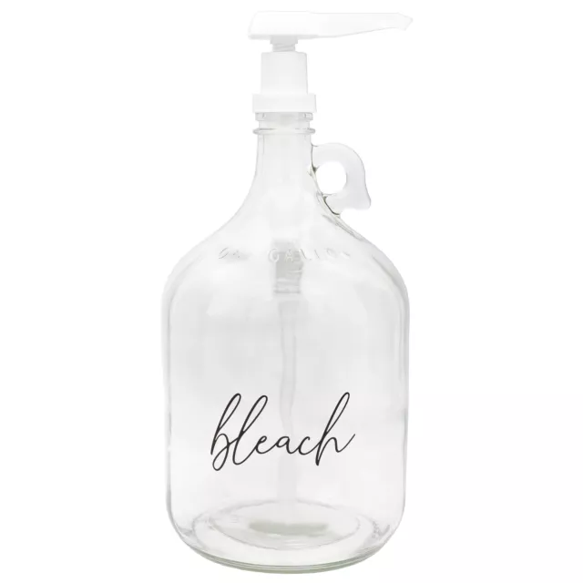 1 Gallon Bleach Clear Glass Pump Bottle, Laundry/Cleaning Pump Dispenser Jug