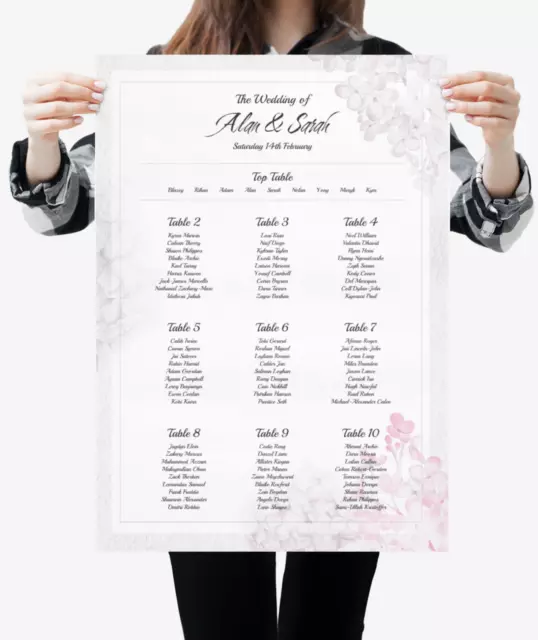 Pink Floral Wedding Table Plan | Seating Chart + FREE XL WELCOME POSTER