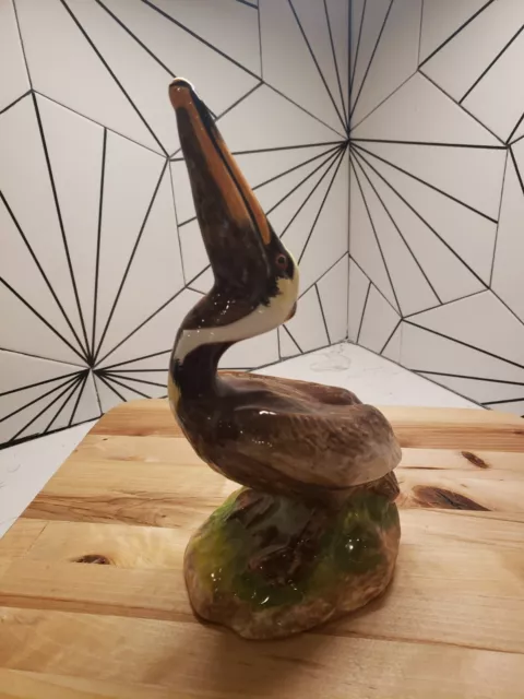 Vintage 1971 Brown  Pelican Ceramic Figurine The Townsends 10"  Hand Painted
