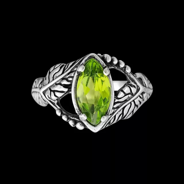 Size 6 - 925 Sterling Silver Peridot Ring, August Birthstone Ring, Peridot...