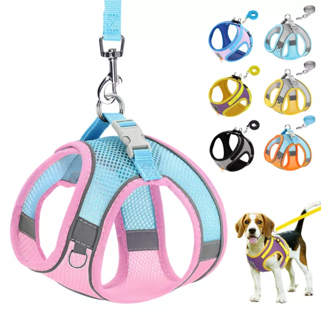 Soft Mesh Dog Harness and Leash Set Reflective Breathable Step in Cat Puppy Vest