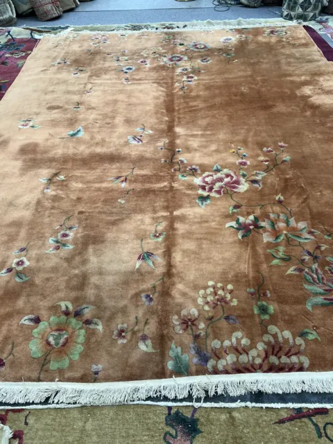 nichols chinese art deco rug#9542   9.0x11.6 in good condition