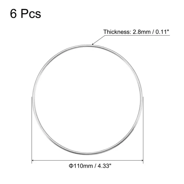 110mm(4.33") OD Metal O Ring Non-Welded Craft Hoops for DIY Silver Tone 6pcs 2