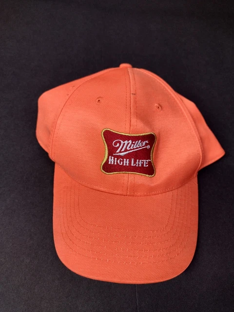 Blaze Orange Miller High Life OSFA Baseball Advertising Cap