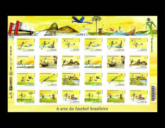 Soccer Brazil Sheet 24 Stamps World Cup 2014 Mi 4144-4155KB, RHM C-3348-3359