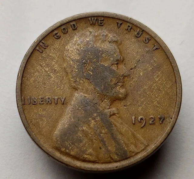 1927 wheat penny woody with lamination error us coin Lincoln wheat cent #233