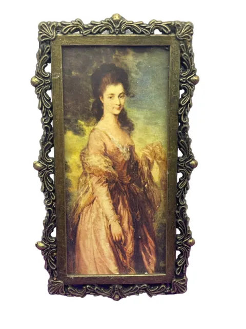 Vintage Italian Portrait Woman Ornate Metal Picture Frame Made Italy 4.5" Lady