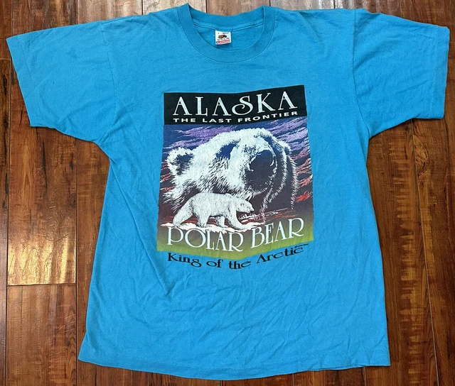 Vtg 1998 Alaska The Last Frontier Polar Bear King of the Artic Shirt Large USA