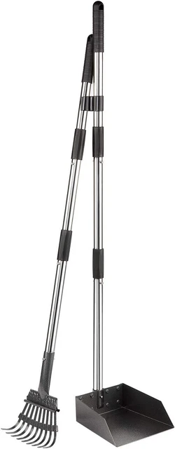 Yangbaga XL Dog Pooper Scooper, contenedor de mango ajustable de 38,4" de largo con residuos de rastrillo