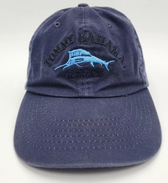 Tommy Bahama Relax Logo Hat Cap Strapback Blue Black Unstructured Swordfish Mens