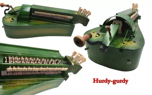 Green color Solid wood 6 strings 24 keys Hurdy Gurdy,Free with case
