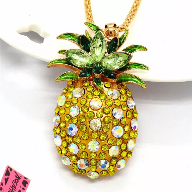 New Fashion Women Golden Crystal Rhinestone Pineapple Pendant Chain Necklace