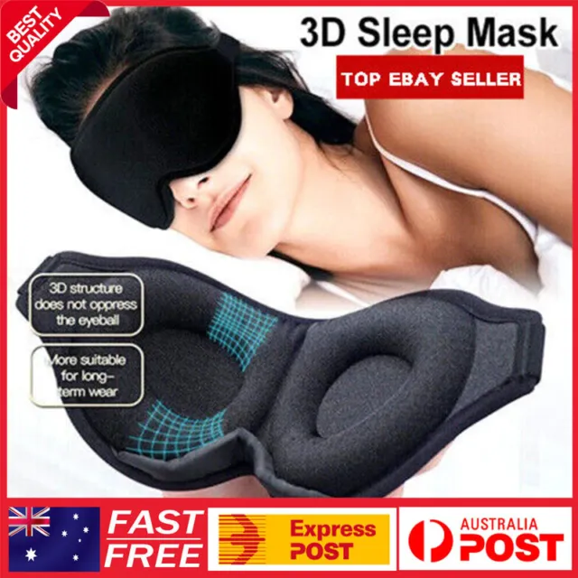 Soft Padded Sleep Mask 3D Eye Blackout Luxurious Eye Cover Travel Blindfold AU