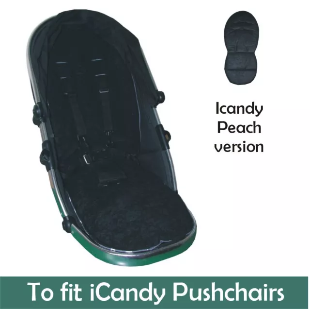 Jillyraff Padded  Seat Liner to fit ICandy Peach pushchairs in Black Suedette