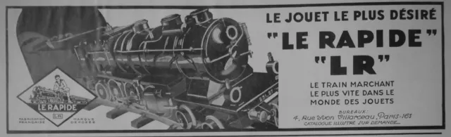 Publicité De Presse 1931 Le Jouet Le Plus Désiré Le Rapide Lr - Advertising