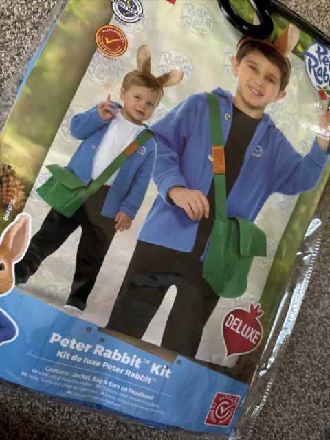 Kit costume abito Peter Rabbit borsa e orecchie 3-4 anni giorno libro