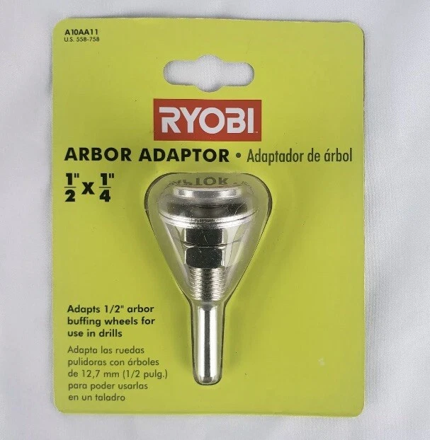 RYOBI 1/2"x1/4" Buffing Arbor Adaptor A10AA11 Adapts 1/2" arbor for drill use