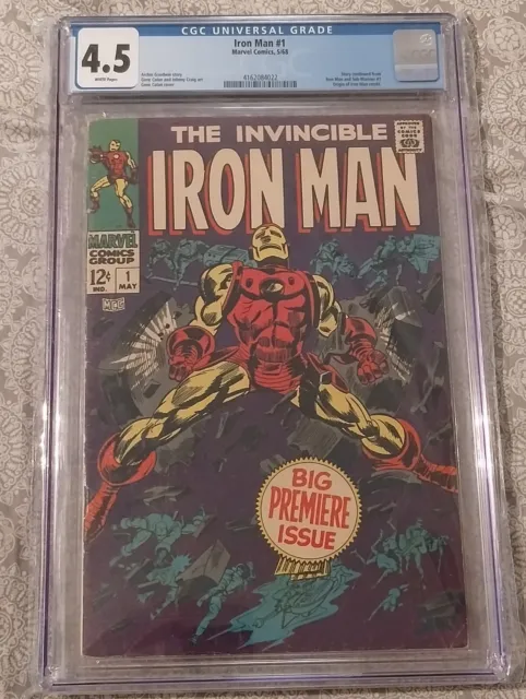 Invincible Iron Man #1 1968 Marvel Comics CGC 4.5 White Pages! 😳 Key Issue 🤖