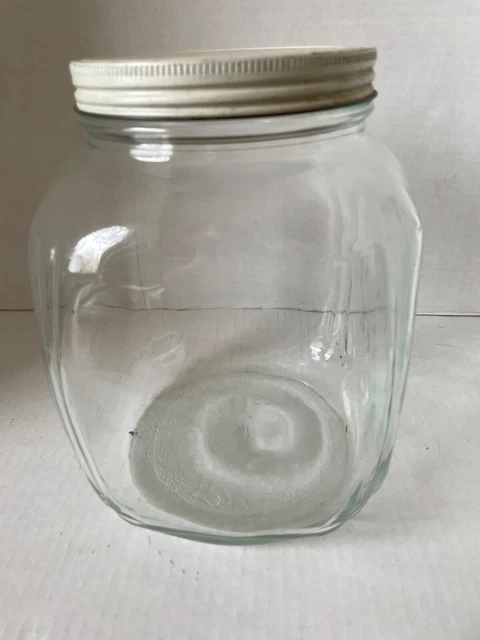 Hazel Atlas 1 Gallon Hoosier  Square Glass Storage Jar Canister w/ Kraft Lid