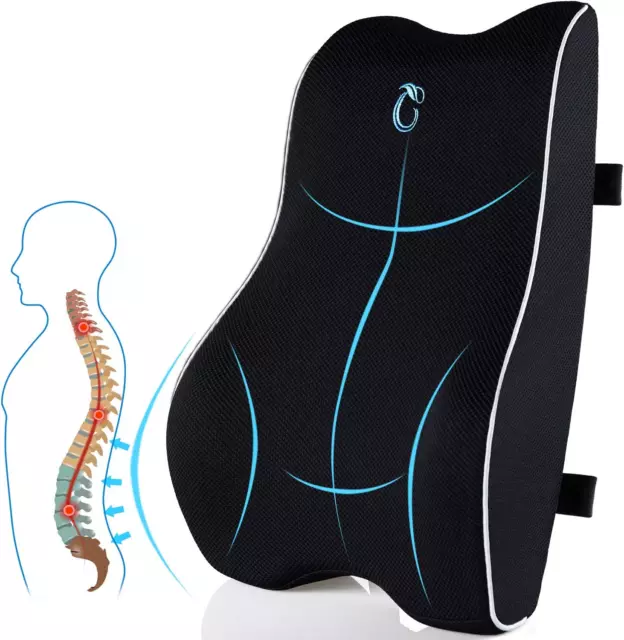 Lumbar Support Pillow for Office Chair Memory Foam Back Cushion with Updated