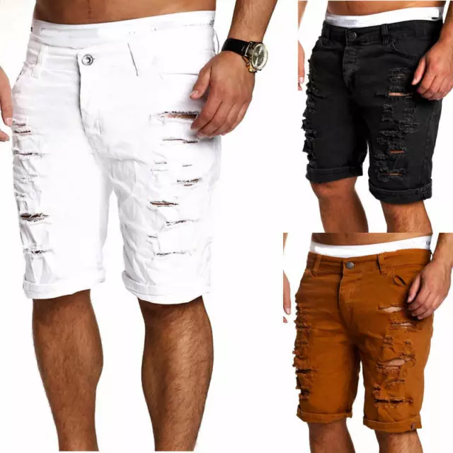 New Fashion Mens Ripped Denim Pants Slim Skinny Straight Jeans Trousers Shorts