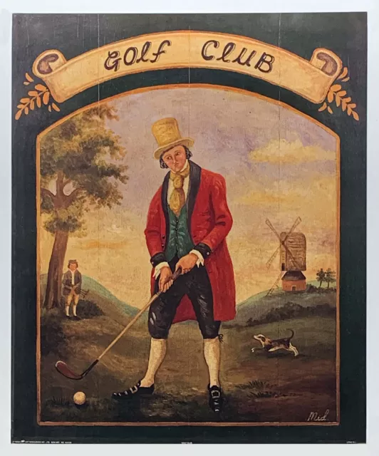 Naive Painting of a Golf Club, with a Decorative Border. reproduction print