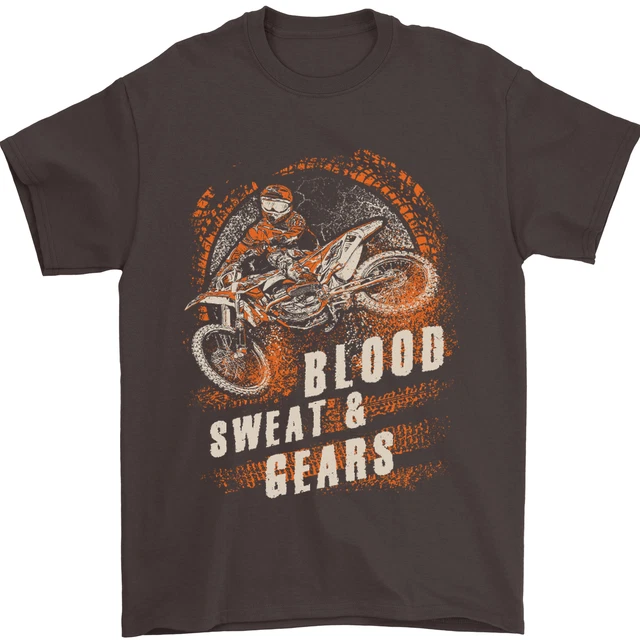 T-shirt da uomo Blood Sweat and Gears motocross cotone gildan